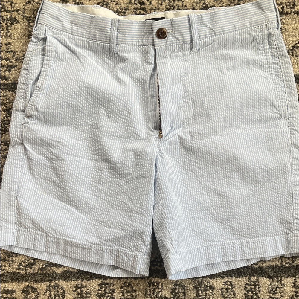 J. Crew Blue and White Seersucker Stripe Cotton